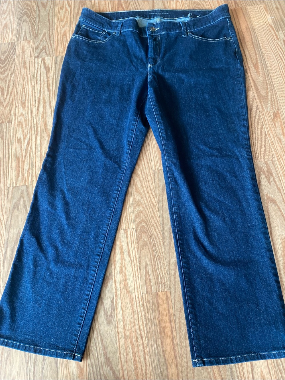 Chico's Dark Blue Straight Leg Jean 3R Like New Casual Denim